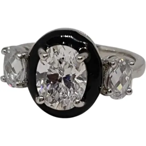 Серебряное кольцо Диама с фианитами и эмалью. Артикул 11011941495 17,5