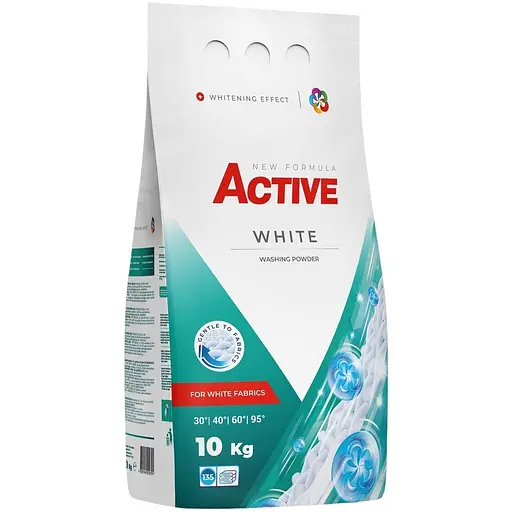 Порошок для прання Active White з ароматом свіжості поліпропіленовий пакет 10 кг