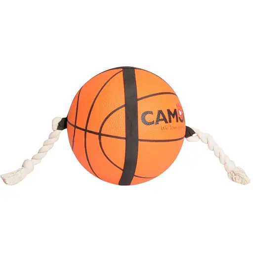 Игрушка для собак Camon мяч резиновый для баскетбола с веревочными ручками 22 см