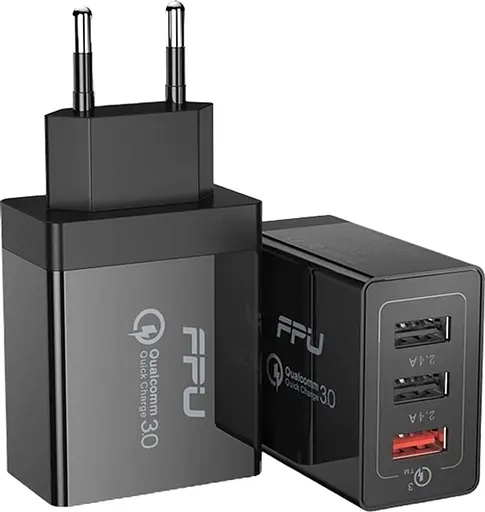 Адаптер блок живлення 3 порти (виходу) Essager Fangbo QC3.0 3U (QC+Dual 2.4A) чорний - фото 3