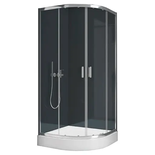 Душова кабіна New Trendy Suvia 80x80 см напівкругла розсувна прозоре скло на дрібному піддоні хром ZS-0001, прозорий, хром - фото 1