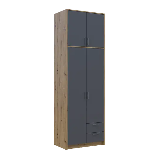Шафа для одягу Doros Ронді з високою антресолею Дуб Артізан/Графіт 2 ДСП 82х52х260 (42005186) - фото 6
