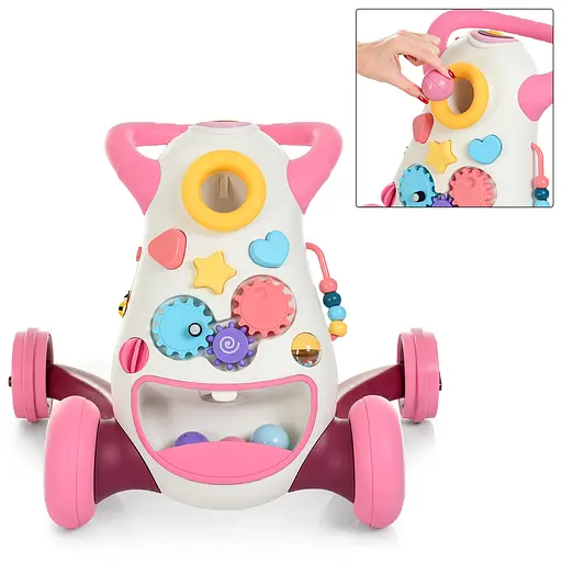 Каталка-ходунки El Camino K1-pink Baby Walker від 6 місяців рожева - фото 3