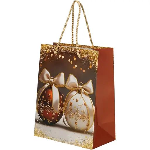 Пакет подарунковий новорічний Дві кулі з бантом YX050952 Різнокольоровий (NY) - фото 1