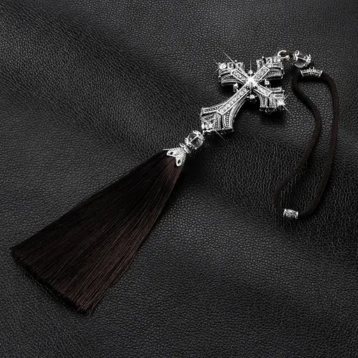 Хрест висотою 8.5 см Ісуса Християнський на дзеркало заднього виду з металу та кристалів, 1 шт - фото 3