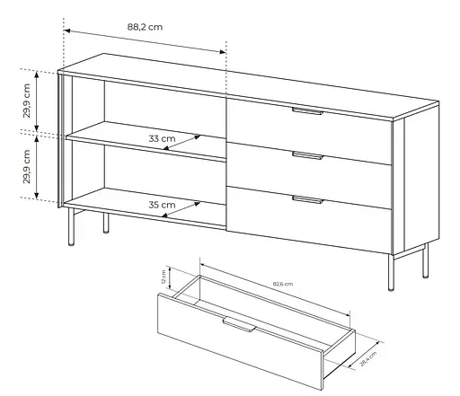 Комод з підсвіткою Perfect Home Лумі / Lumi 2D3S/181 2-дверний з 3 шухлядами Дуб дунін (PFH-091385) - фото 4