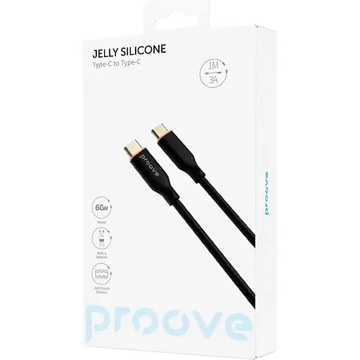 Кабель Proove Jelly Silicone USB-C to USB-C 60W 1m Black (CCJS60002201) [130744] - фото 5