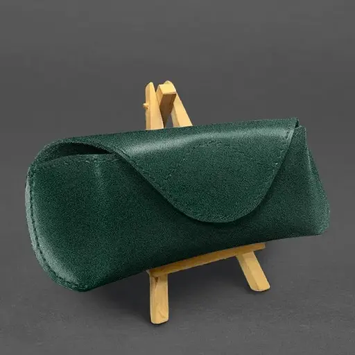 Кожаный чехол для очков BlankNote Краст с клапаном на магните Зеленый  - фото 2