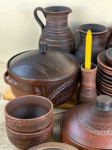 Столовий сервіз керамічного (глиняного) посуду на 12 чоловік Колосок - фото 2