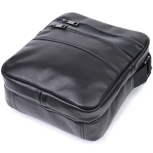 Мужская классическая сумка мессенджер из глянцевой натуральной кожи SHVIGEL 19х21х7 см sum0026999 - фото 5