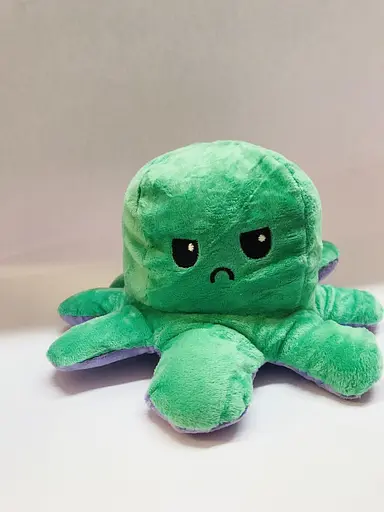 М'яка іграшка перевертень Восьминіг двосторонній Веселий-сумний фіолетовий і зелений - фото 1