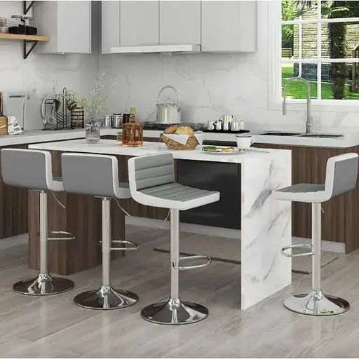 Комплект барных стульев Costway Alisa экокожа серый - фото 4