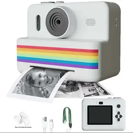 Детская цифровая фотокамера RAINBOW 2,8" мгновенная печать с термопринтером 1500 мАч Белый - фото 1