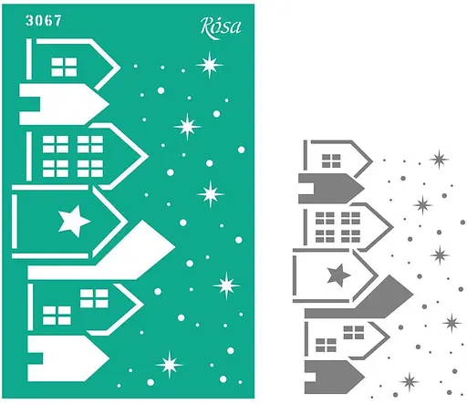 Трафарет багаторазовий самоклеючий №3067 Елементи та написи 13х20см серія Новий рік Rosa TALENT