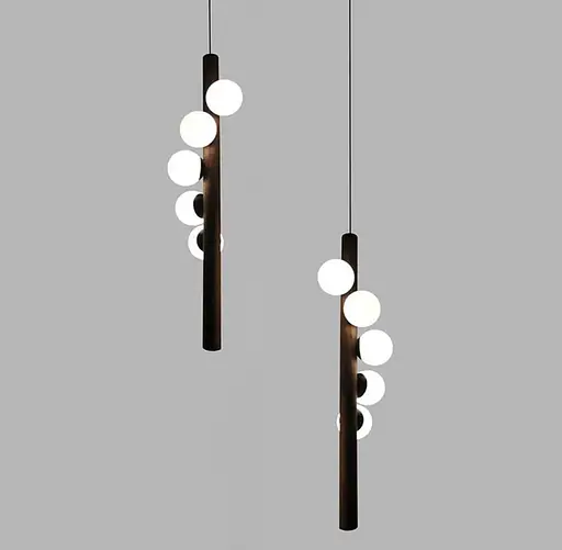 Подвес с 5 миниатюрными плафонами в черном корпусе 80 см | Line F | Арт. SGJ3-800V BK - фото 9