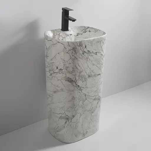 Умивальник підлоговий Mixxus Premium Diverse-1101 marble 460x380x840 мм з отвором під змішувач та пер MP6575, Мармур - фото 3