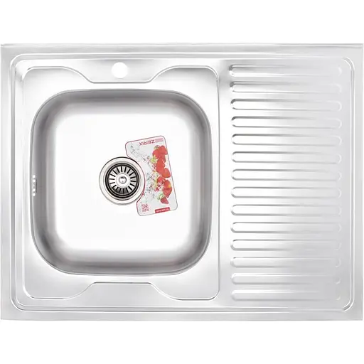 Кухонная мойка накладная ZERIX Z8060L-06-160E satin (ZX1616) - фото 1