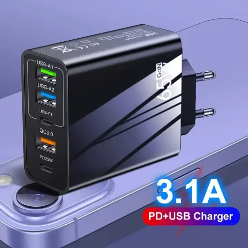 Зарядний пристрій PD 65W 3.0 USB, Type-C PD, блок зарядки для IPhone, IPad, Samsung, Xiaomi  - фото 2