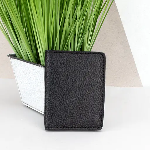 Обложка на ID паспорт, права кожаная на кнопке Handycover 0037 черный флотар - фото 1