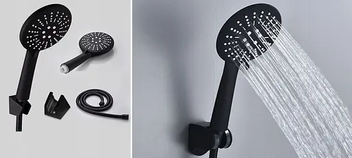 Душова лійка Rea + шланг + тримач чорний REA-P4101, Чорний - фото 2