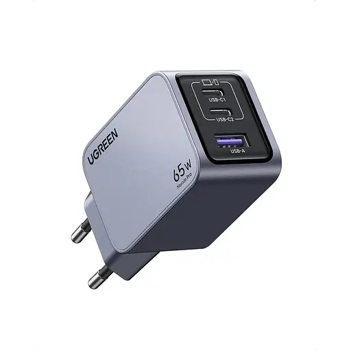 Зарядний адаптер блок Ugreen CD381 Nexode Pro 65 W 3 порти 2C1A (UGR-25261) - фото 1