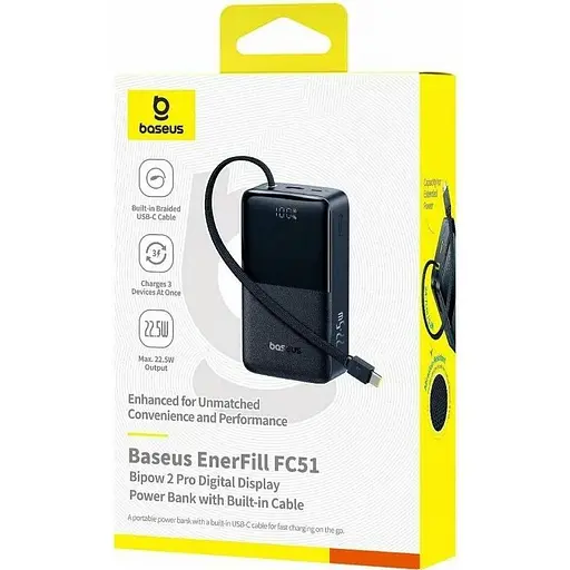 Зовнішній акумулятор Baseus EnerFill FC51 Bipow2 Pro 30000mAh 22.5W Black (E0028100) [152201] - фото 4