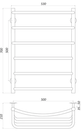 Водяна рушникосушка Unio LКD W 700-500-6 Драбинка Каскад Дуга, Хром - фото 5