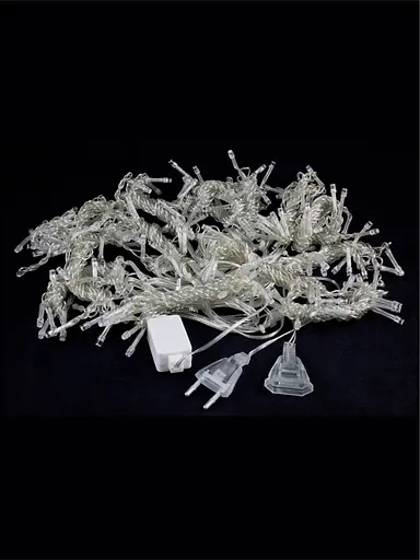 Гірлянда світлодіодна Завіса на вікно Біла 2*2 м від мережі прозорий провід - фото 2