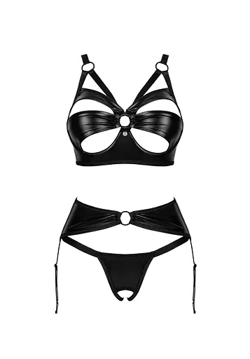 Комплект білизни Obsessive Armares otwarty XS/S чорний - фото 5