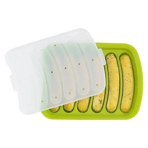 Форма для запікання випічки силіконова домашніх хот-догів, сосисок, ковбасок, кебаба кебабниця, Kitchen Master Салатовий 85467 - фото 1