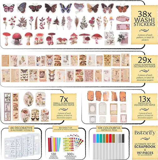 Фотоальбом Scrapbook Bstorify Великий 198 шт. 80 сторінок 28 x 20 см з 174 шт - фото 5