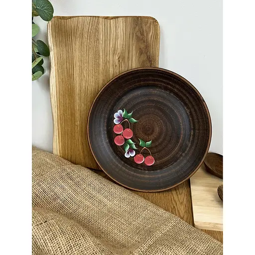 Тарілка керамічна (глиняна) Вишня 26 см 