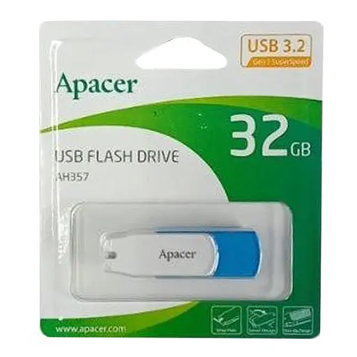 Флеш-накопитель Apacer USB 3.2 Gen 1 AH357 128GB голубой - фото 2