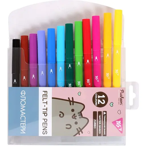 Фломастеры Yes Jumbo Pusheen 12 цветов (650589) - фото 2