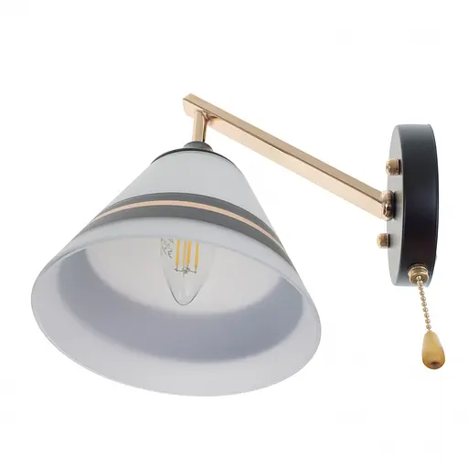 Бра Brille LK-701W/1 E27 BK+FG настенное накладное с выключателем на цепочке - фото 6