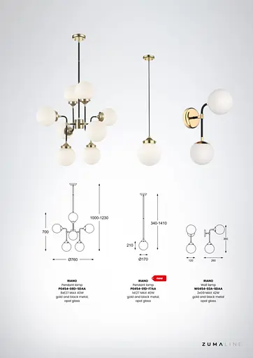 Підвісний світильник люстра Zuma Line P0454-01D-F7AC Riano - фото 4
