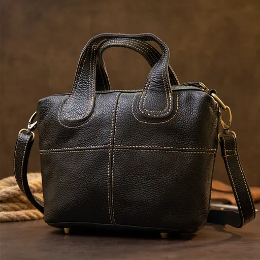 Кожаная сумка на молнии женская Vintage 25х27х5 см sum0013986 - фото 6