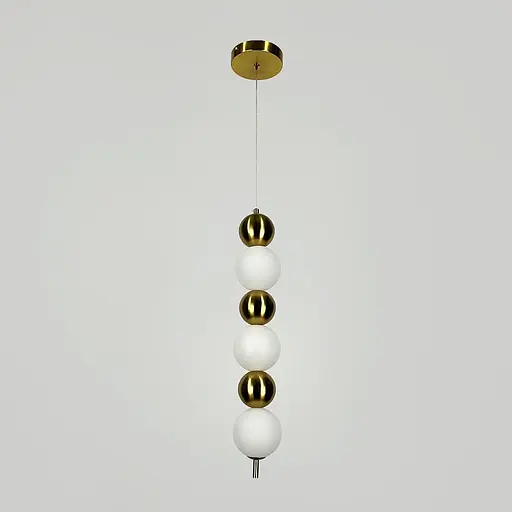 Світлодіодний підвіс із латунними та білими кульками 60 см | Line F | Арт. NO22/3 AB - фото 4