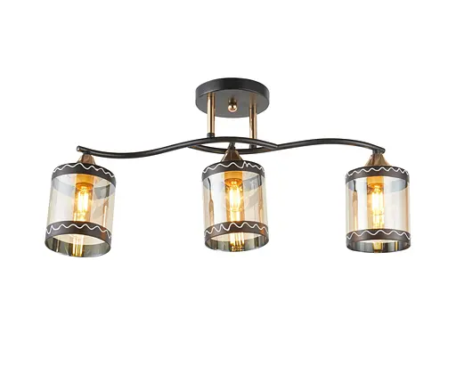 Люстра стельова на 3 плафони 6380-3 (Чорний+Золото)