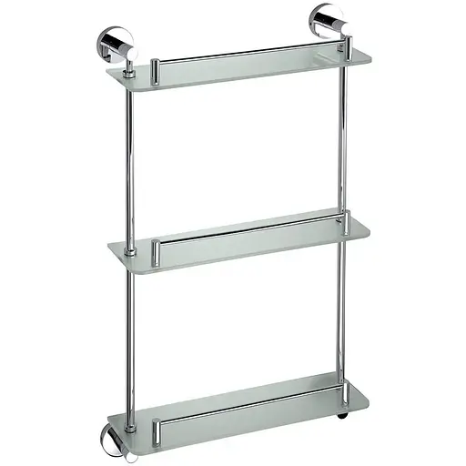 Полка Bemeta Omega стеклянная тройная с бортиком 104202132, Белый - фото 1