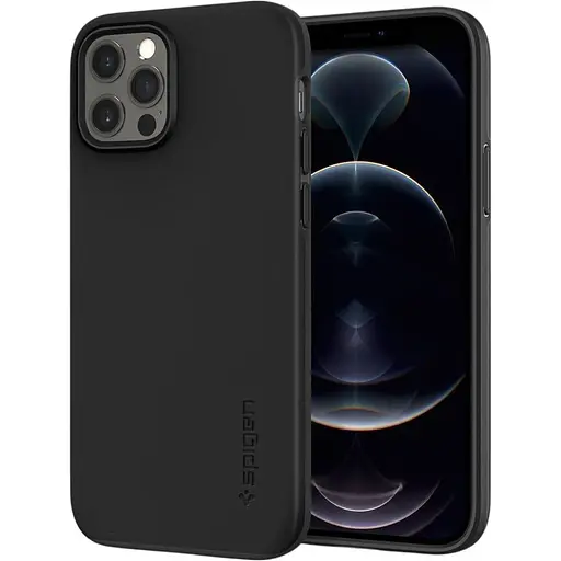 Оригинальный тонкий чехол Spigen для iPhone 12 Pro (6.1") Thin Fit Black ACS01696