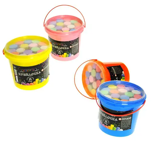 Набор цветных мелков для асфальта Danko Toys КRD-01-01U в ведре 16 шт - фото 1