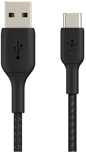Кабель Belkin USB-A > USB-C заряджання/синхронізації 2м, 15Вт, Type-C, плетен, чорний - фото 2