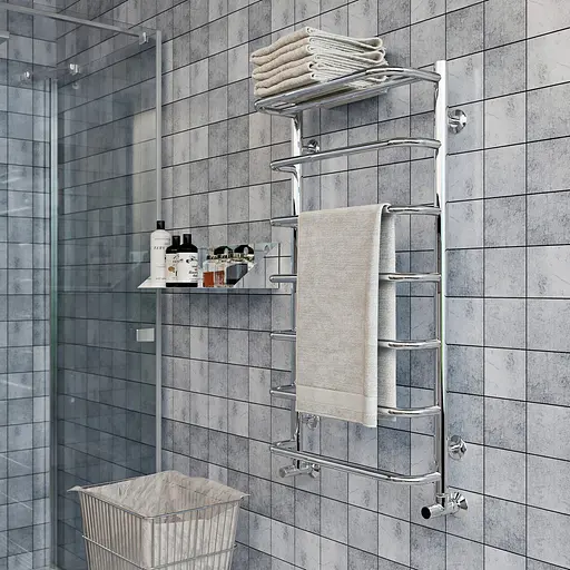 Водяна рушникосушарка Kosser Скоба з полицею 600x530/5 ДСп03, Хром - фото 3