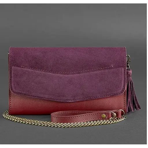 Жіноча шкіряна сумка Еліс бордова Велюр Krast - фото 1