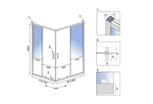 Душевая кабина Rea City 80x100 black REA-K6449, Черный матовый, Универсальная, прозрачная - фото 6