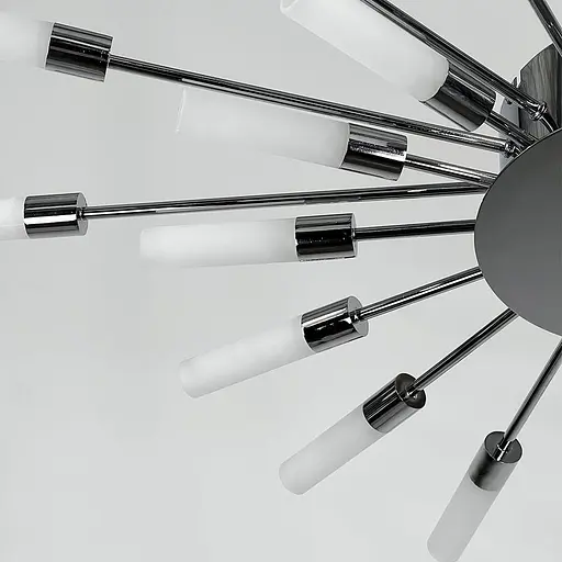 Потолочная хромированная люстра в форме солнечной вспышки на 22 плафона G4 Ø 90х70 см Line F | Ст. 1279/22 CH - фото 2