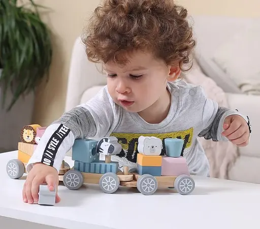 Дерев'яний поїзд Viga Toys PolarB зі Звірятами 44015 Конструктор поїзд - фото 5