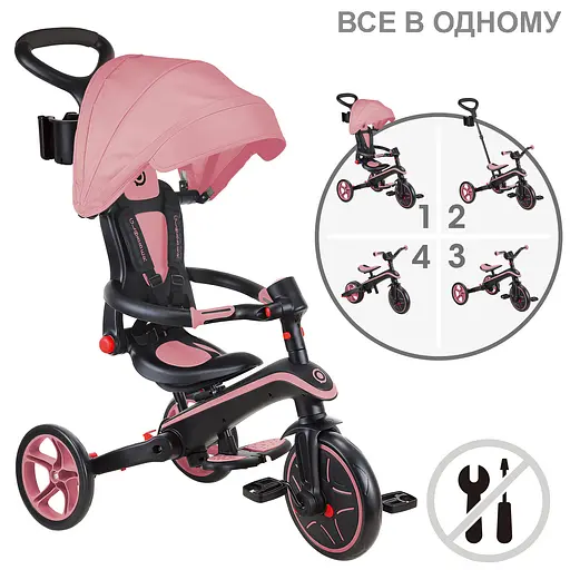 Велосипед дитячий Globber Explorer Trike Foldable 4в1 до 20 кг рожевий (732-210-2) - фото 3