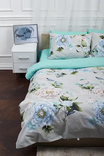 Комплект постельного белья Moon&Star полуторный евро 160х220 см наволочки 2х50х70 см Roses Green Ranforce Elite - фото 4